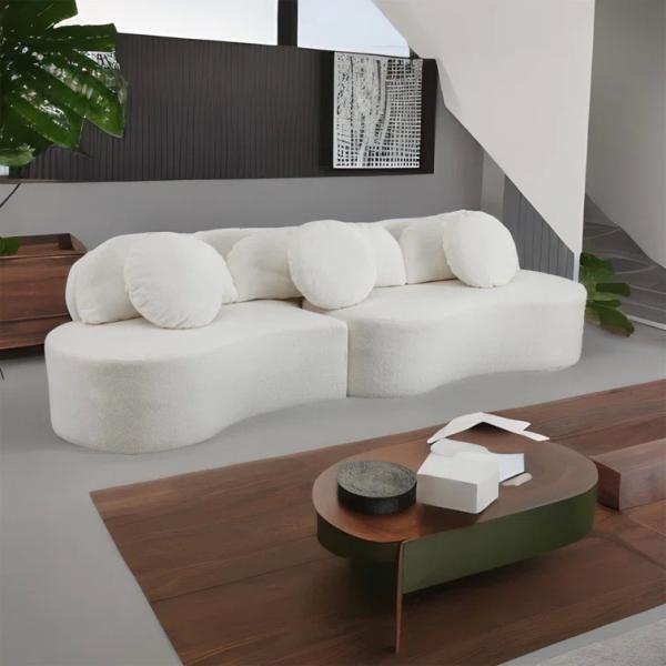Customized Boucle Fabric Sofa White Fabric Couch Set Home Luxury
