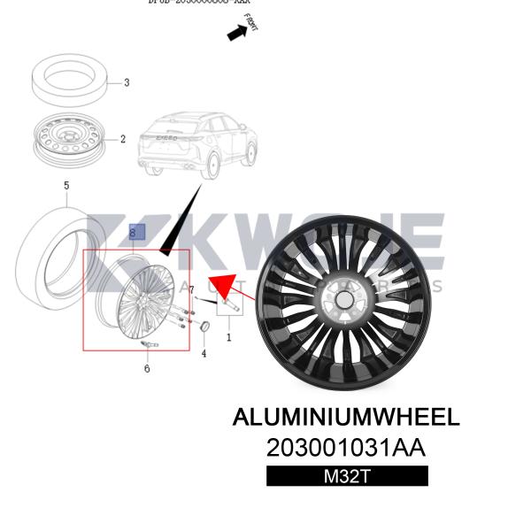 OEM 203001031AA Wheels Aluminum Alloy Rims 19-inch Black Wheels for EXEED TXL
