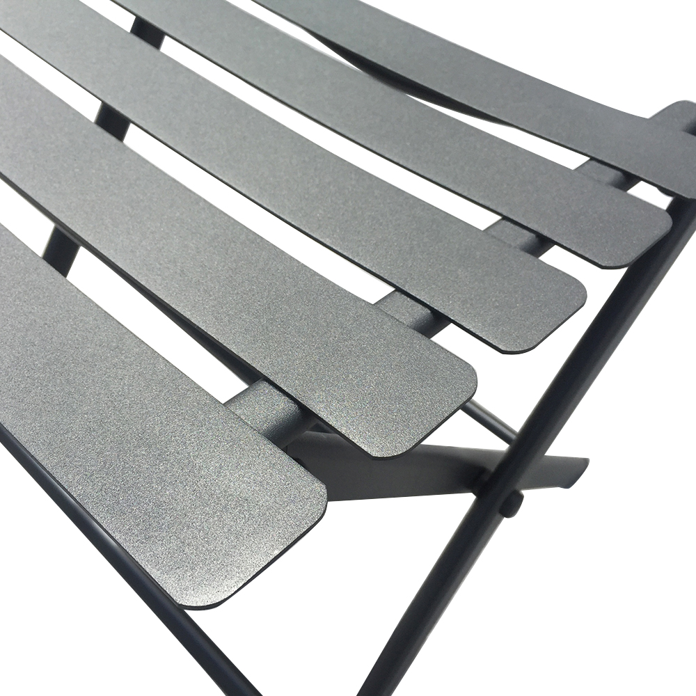 Wholesale Price Outdoor Furniture Iron Frame Folding Table and Chair Black Rust Prevention Fold Chairs and Round Table