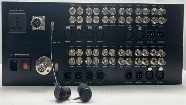 12 Channel 3G-SDI to Fiber Converter with 8CH XLR Audio, Lemo Connector, including Transmitter and Receiver