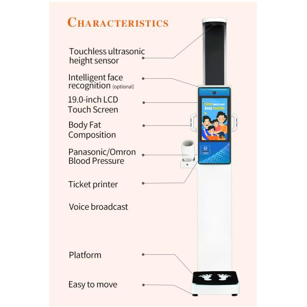 Body Fat Height Weight BMI Blood Pressure Machine LCD HD 19.0 Inch