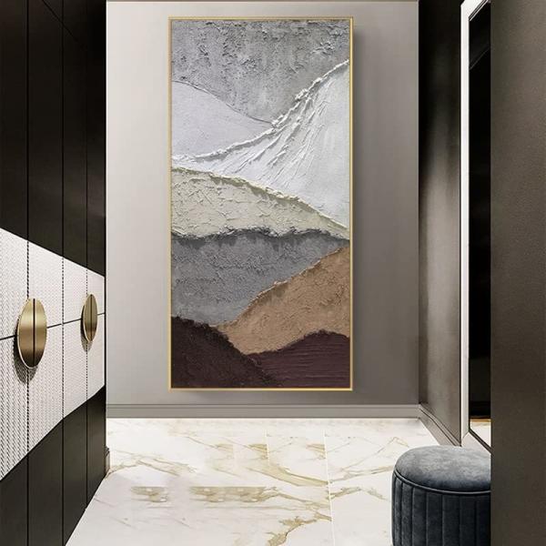 現代家具の壁飾り 手描き多色抽象油絵 厚い質感のナイフでキャンバス6色印刷方法