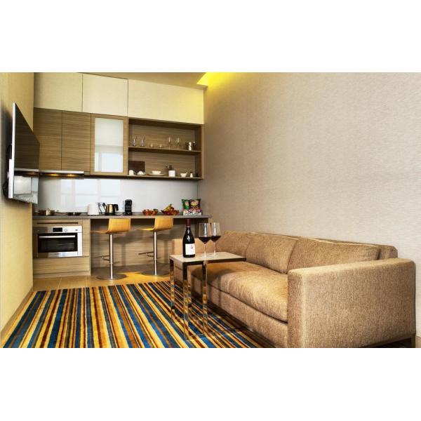 Fashion Apartment Hotel Room Furniture Wooden Headboard with Storage Bed and Chest of Cabinets made by Oak laminated