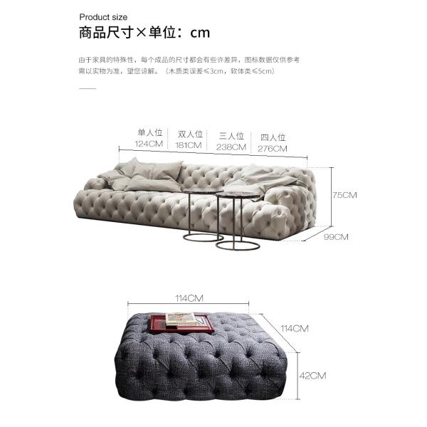 Italian Light Luxury All Pull Ins Leather Art Sofa / American Minimalist Living Room Club Hotel Velvet Sofa