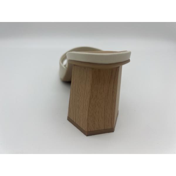 One Strap Ladies Soft Leather Sandals Square Toe Womens Beige Heeled Sandals