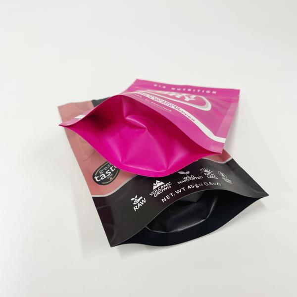 2022 Wholesale Low moq Custom logo printed aluminium foil stand up packaging pouch bag with matte zipper