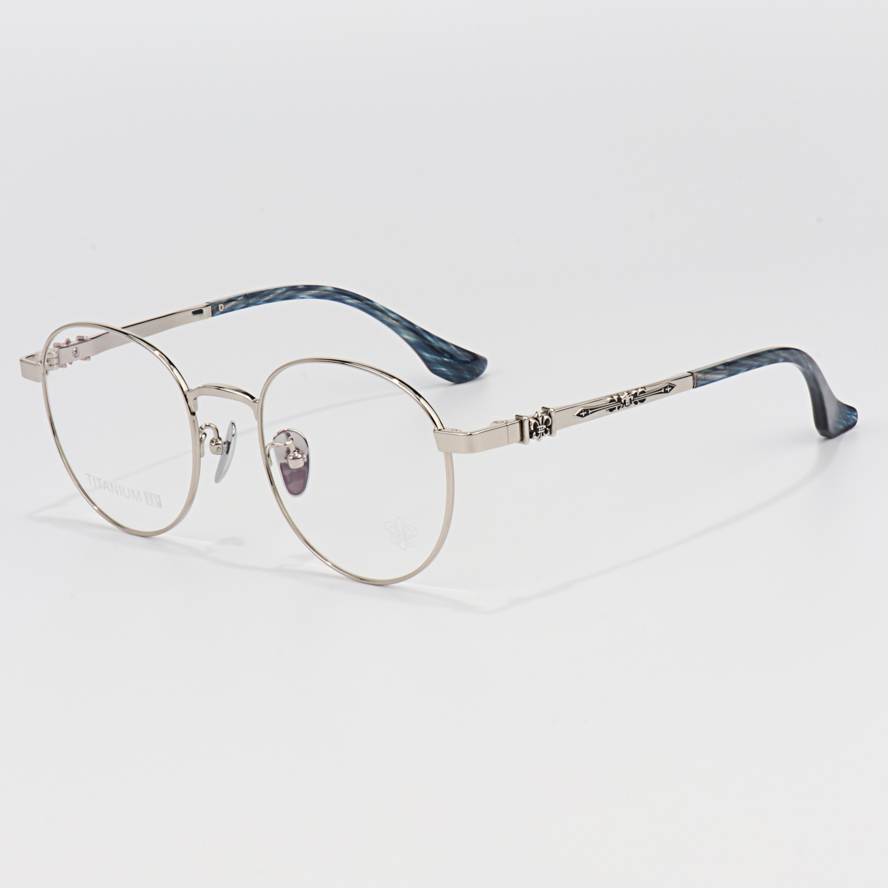 Leisure and Artistic Circular Striped Blue Color Optical Prescription Multi Focus Buffs Luxury Brand Superior Quality Glasses
