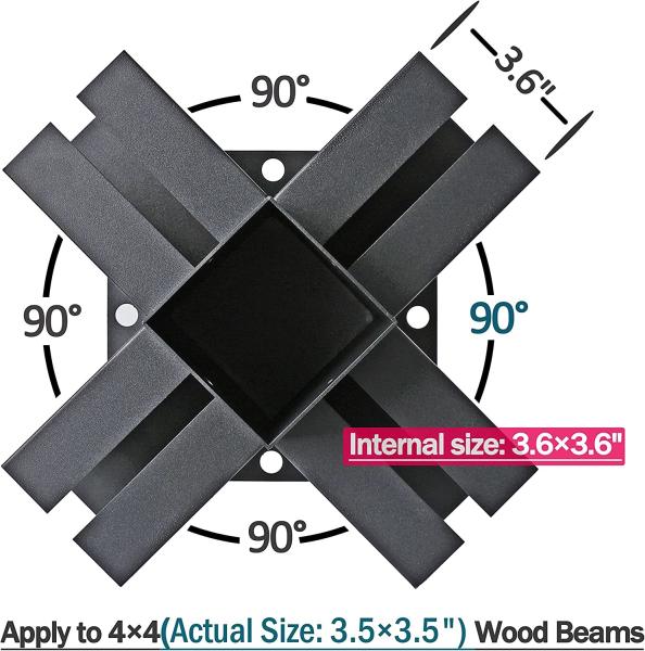 3-Way Right Angle Corner Bracket Pergola DIY Kit para 6x6 vigas de madeira Ferro fundido à prova d'água