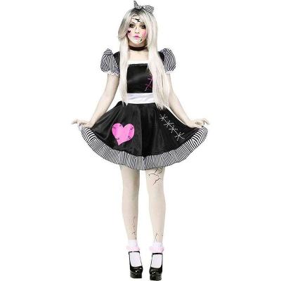 Estilo Boneca Fêmea Fantasma Festa de Halloween Traje de Cosplay para Dançarino de Palco Vestuário em Preto