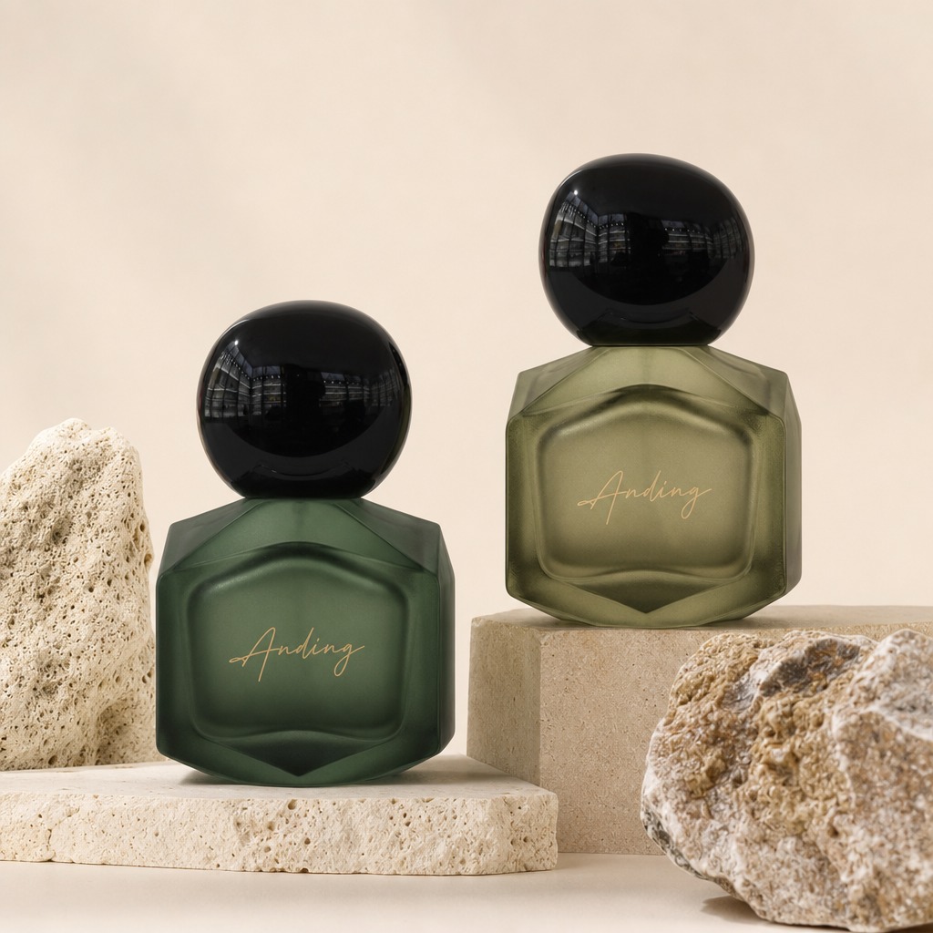 50ml Glass Perfume Bottles Square Crimp Neck Wholesale Custom Black Plastic Cap