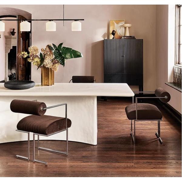 Elegant Stainless Steel Dining Chair Book Chair Creative Backrest Leisure Armchair