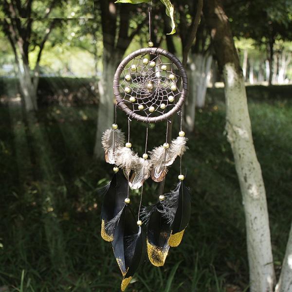 Circular Purple Handmade Dream Catcher Net With Feathers Wall Hanging Decoration Decor Craft Gift Wind Chimes for Home