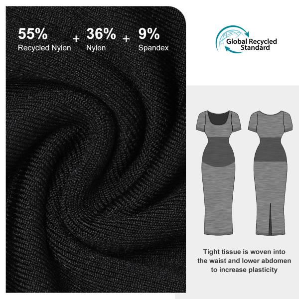 55% Nylon reciclado Roupas femininas sem costura Midi Bodycon Vestido para figura sexy