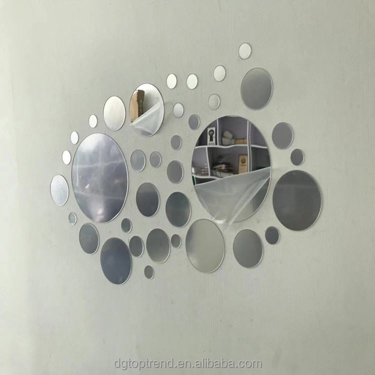 Self-Adhesive 3D DIY Mirror Circles with Cutting Service Peel & Stick Wall Art for Home & Gallery Decor