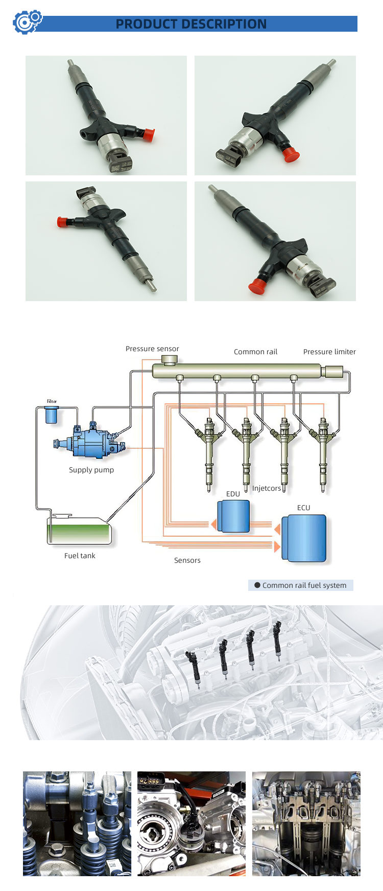 China Manufacturer's Customized Original Parts New Condition Common Rail Diesel Pump Injector 23670-0L050 Repair Tools