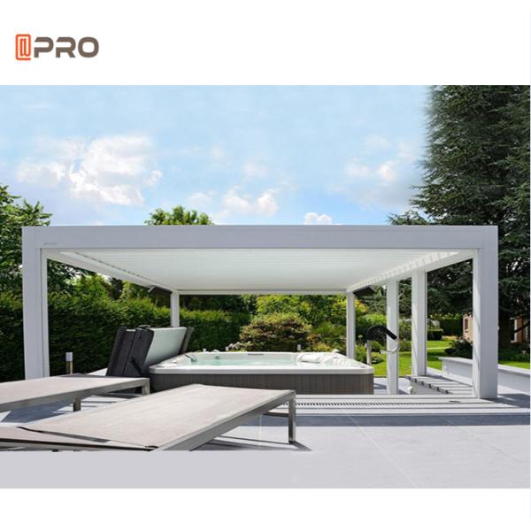 Hotel Aluminum Bioclimatic Pergola Plastic Brackets Iron Motorized
