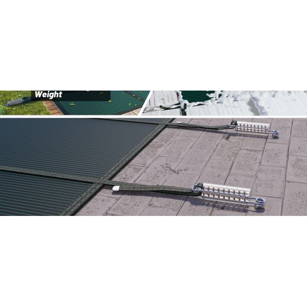 Inground Pool Safety Cover - Rectangle Green Heavy Duty Mesh, Triple Stitched & Rain Permeable, Installation Hardware Included (We Make Custom Size)