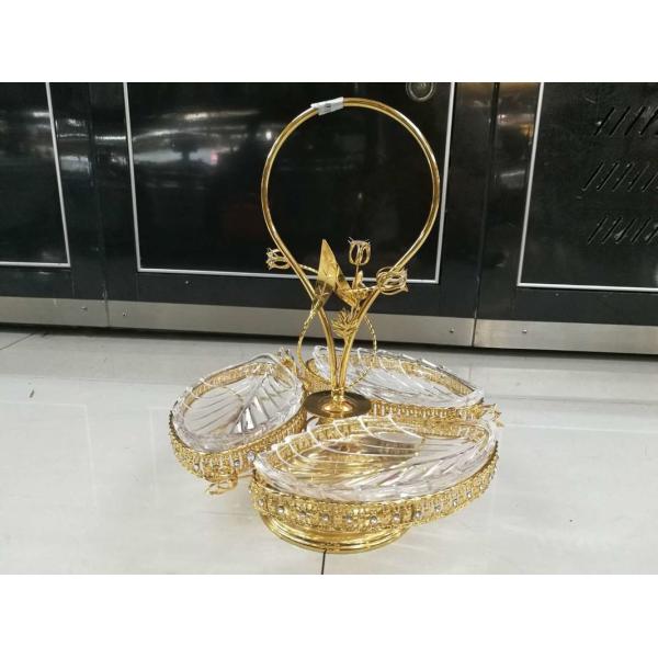 Cesta de fruta del cristal de los equipos del servicio de habitación del buffet del alto grado con el proceso de electrochapado de la aleación del cinc para