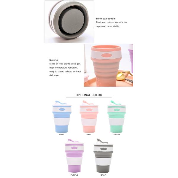 Reusable 350ML Collapsible Silicone Coffee Cup BPA Free