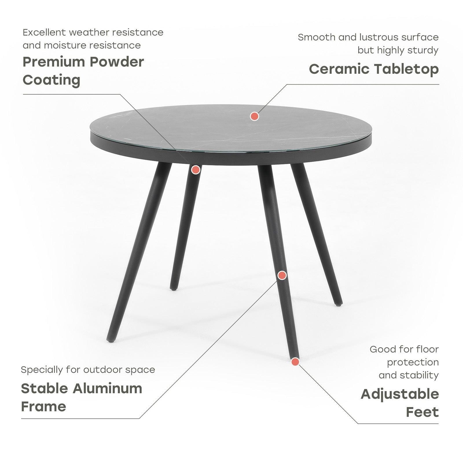 Specific AJUNION Wicker Rattan Outdoor Dining Set Aluminum Frame Round Table 4 Seating