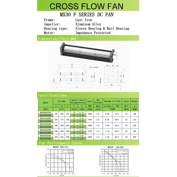 Gale Volume 12v Dc Cross Flow Blower Fan For 3d Printer , 30mm X 90mm Size