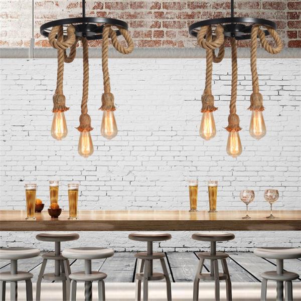Loft Iron  Rope Chandelier Retro Industrial Light Fixture Dining Room Light(WH-VP-207)