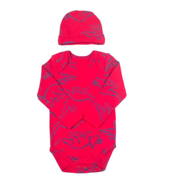 100% Cotton Unisex Baby Romper Clothing Sets with Long Sleeves and Hat Button Closure