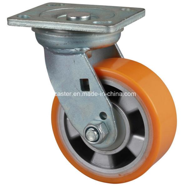 Capacidade de carga de 450 kg Carga pesada 5 placa giratória TPU Caster com espessura de 8 mm 7615-86A