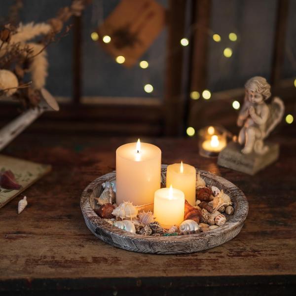 Rustic Ash Tealight Post Tray Small Farmhouse Table Centerpiece with Customized Logo