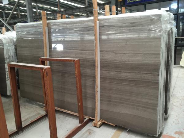 White Wooden Vein Grey Marble Stone Countertops 2cm Thickness Big Slab