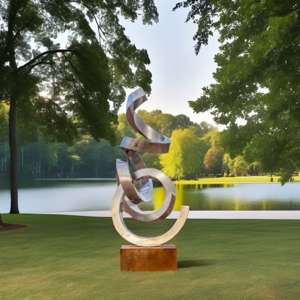 Mirror Polished Stainless Steel Abstract Ribbon Sculpture Large Modern Art Installation