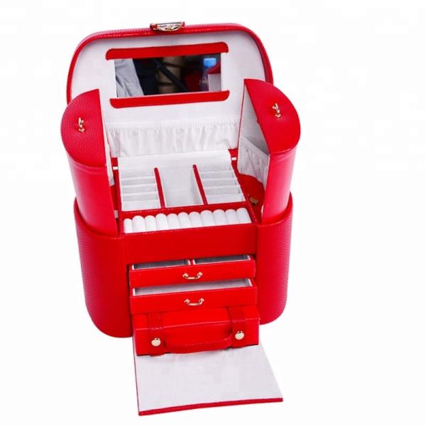 Free gift box jewelry mirror cabinet for jewelry  PU leather jewelry storage box