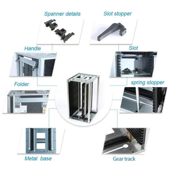 ESD Magazine Racks Antistatic SMT PCB Storage Magazine Rack Metal Base