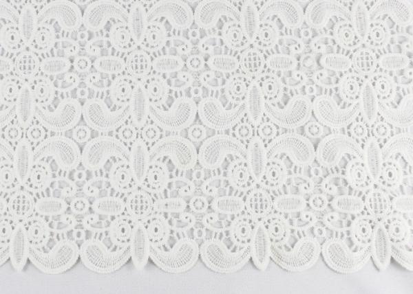 Tela branca do laço do estiramento do bordado, tela solúvel em água do laço da guipura para vestidos de casamento