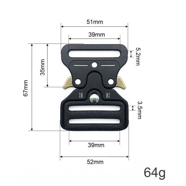 Breaking Strength Steel Quick Release Buckle Hook for 40mm Webbing Strap