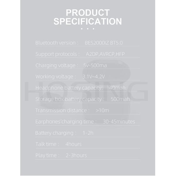 HiFi 3D стерео Bluetooth 5,0 40mAh TWS Bluetooth Earbuds