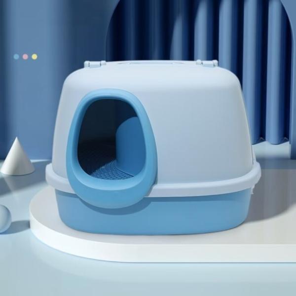 Arena para gatos azul amarillo rosa con boca grande, pasillo, caja de arena para gatos 3000g