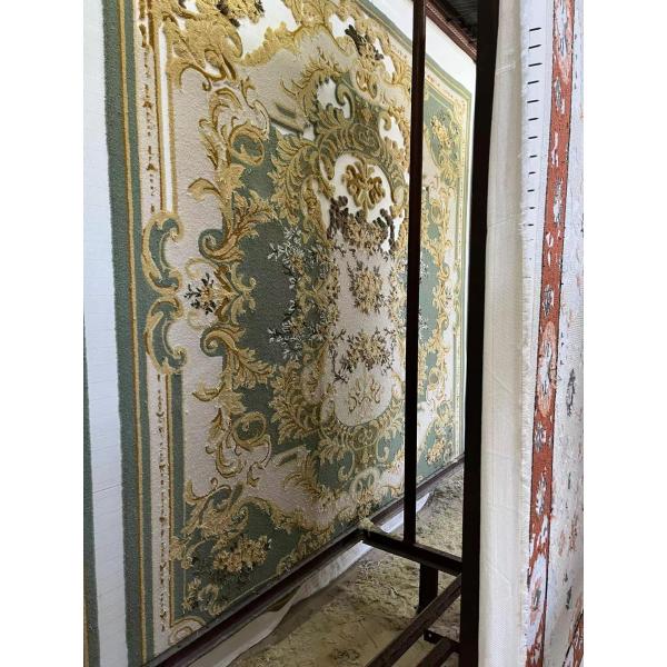 Handmade Turkish Silk Marine Carpet with Customized Trellis Pattern and Craftsmanship