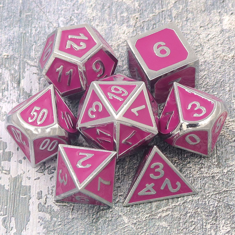 Custom Wholesale DND RPG Metal Polyhedral Dice Set in Zinc Alloy with Customized Color and Size