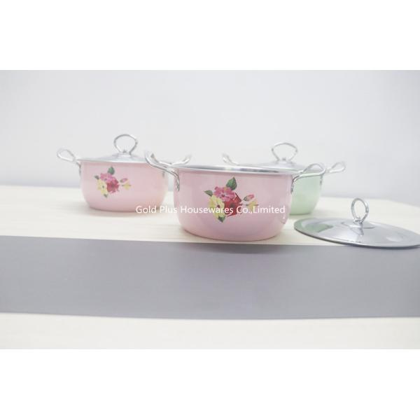 3PCS Cookware Set 8cm Stainless Steel Casserole Pot With Flower