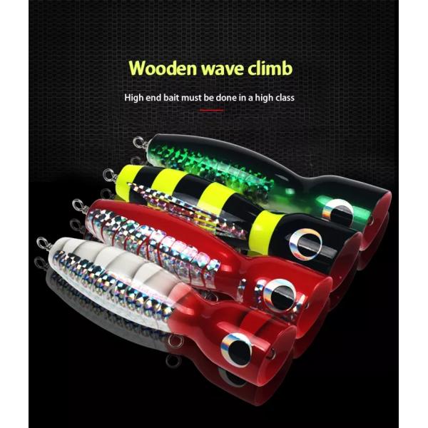 175mm Wood Popper Lure 120g Topwater Fishing Lure GT Tuna Popper