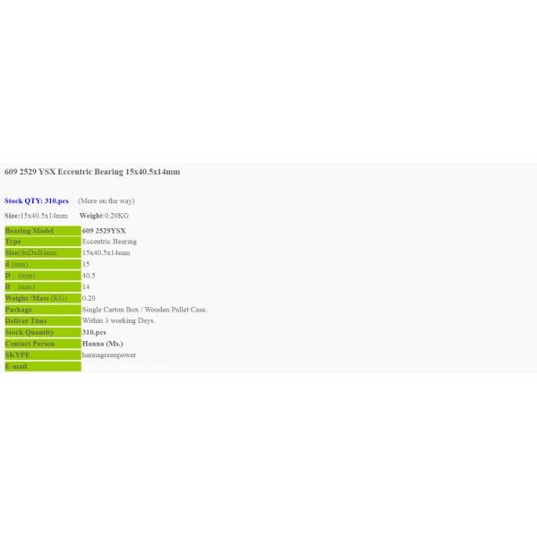 High Quality KOYO 609-YSX-2529 ,607-YSX eccentric bearing 6092529 YSX roller bearing 609 2529 YSX size 15*40.5*14mm