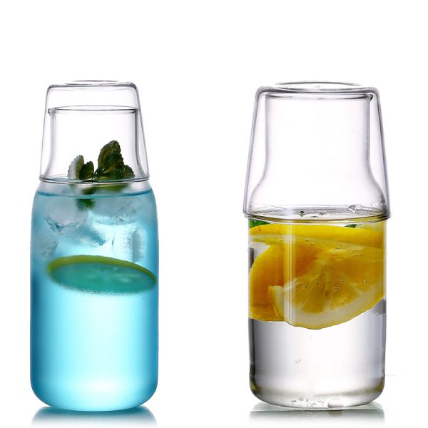 High Borosilicate Glass Juice Bottles Set Water Drinking 400ML 550ML Glass Jug Pitcher