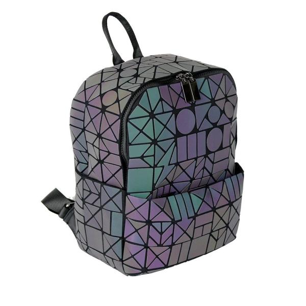 Geometric Rhombic Luminous Color-Changing Material Student Schoolbag Korean Version Male And Female Couple Backpack