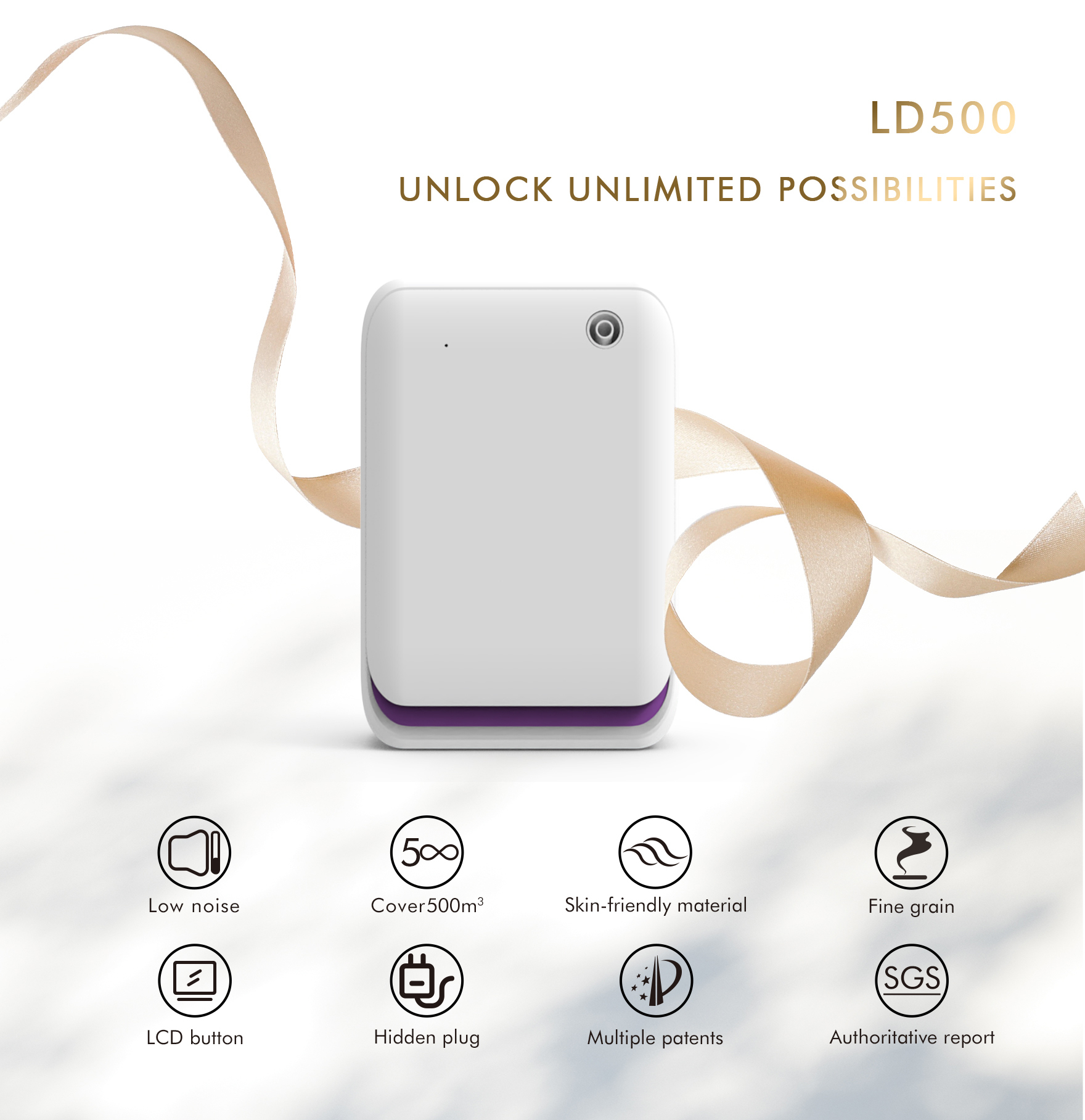 Ultra-Low Noise <38dB Aromatherapy Diffuser with 500m³ Coverage and 260ml Oil Capacity Essential Oil Diffuser