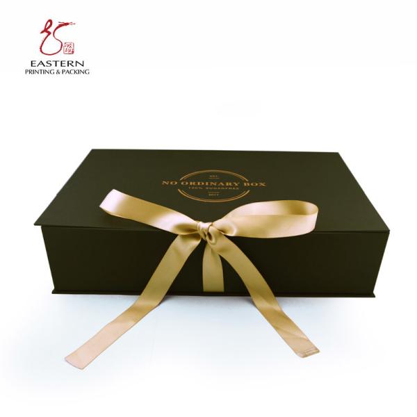 Black Decorative 220mm Width  Cardboard Packaging Boxes With Lids For Clothes