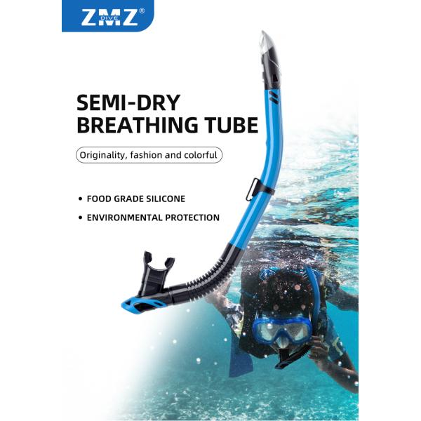 Semi submarino de natación de entrenamiento de snorkel conjunto para adultos buceo pesca de lanza silicona PVC