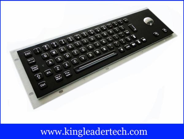Black Industrial Keyboard With Optical Trackball In Full Travel Keys At IP65 Rating