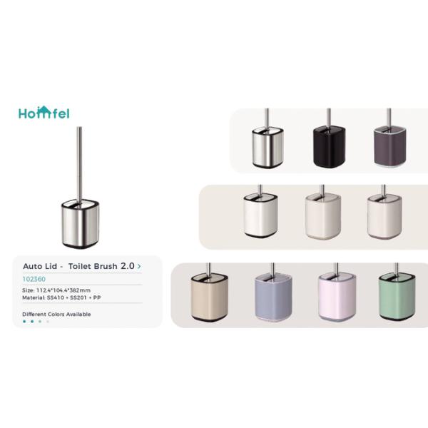 Stainless Steel Flip Lid Toilet Brush And Holder For Household Toilet Cleaning Essentials