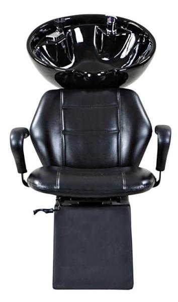 Black Fiberglass Hair Salon Shampoo Chairs With Stainless Steel Tap And  Drain